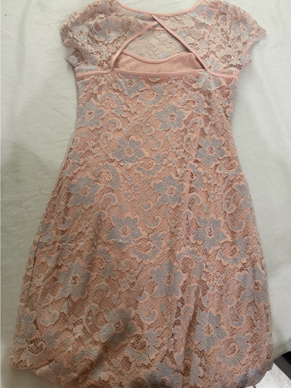 Almost Famous Blush Pink Floral Lace Dress - Picture 3 of 3